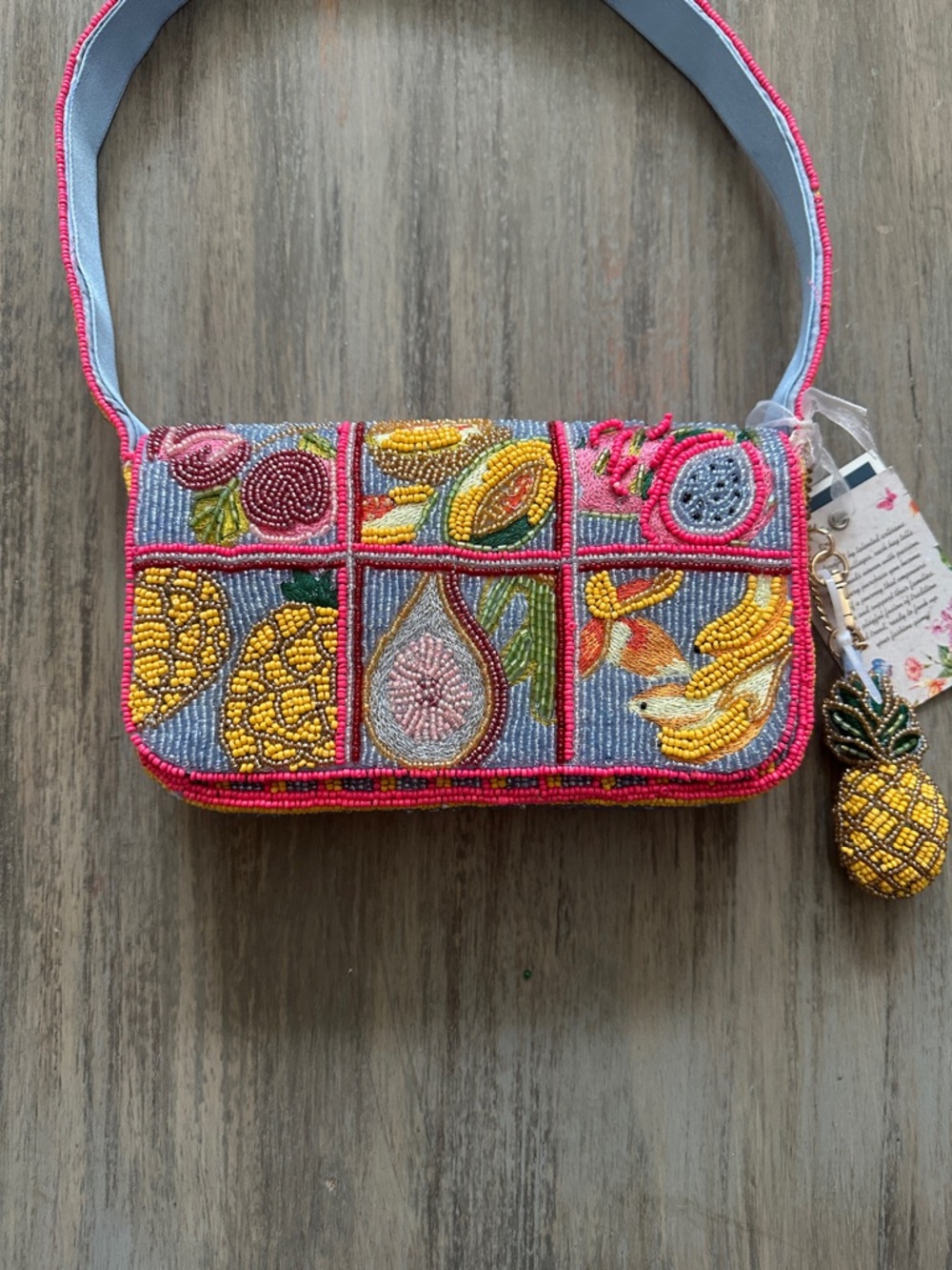 Made In India Beaded Fruit Patch Shoulder Bag - Picture 2 of 11